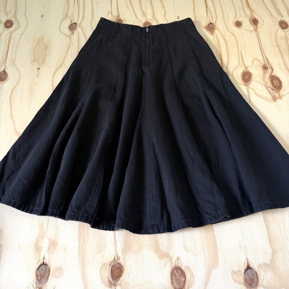 Madewell Airy Denim Circle Skirt Size 26 Black Stretch Denim A-Line
